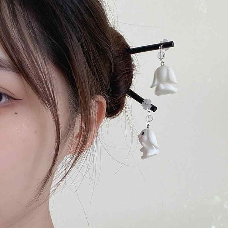 かんざし レディース 黒檀 木製 猫モチーフ 古風 レトロ 和風 髪飾り まとめ髪 ヘアアクセサリー ヘア..