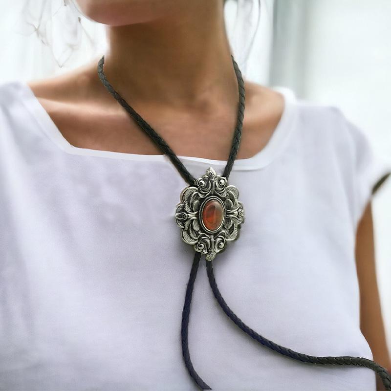 ボロタイ メンズ レトロ ヴィンテージ 欧米風 西部劇風 ターコイズ ペンダント ループタイ 星座モチー..