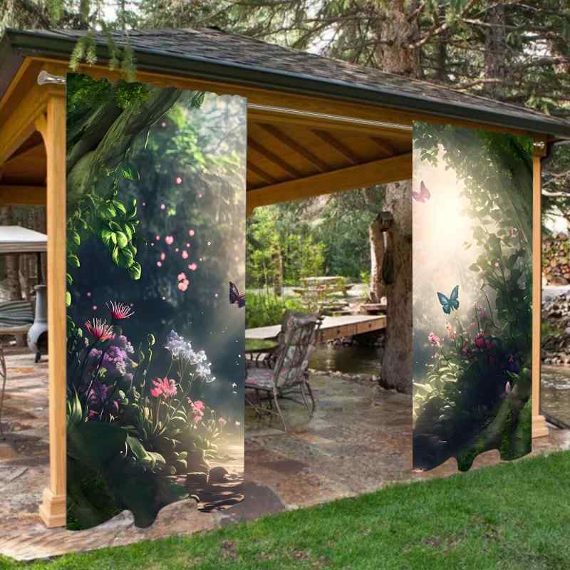 間仕切りカーテン デジタルプリント ポリエステル製 おしゃれ 目隠し プライバシー保護 リビング 寝室 玄関 居間 ベッドルーム テラス ベランダ 屋外兼用 装飾 デコレーション モダンデザイン 暖簾