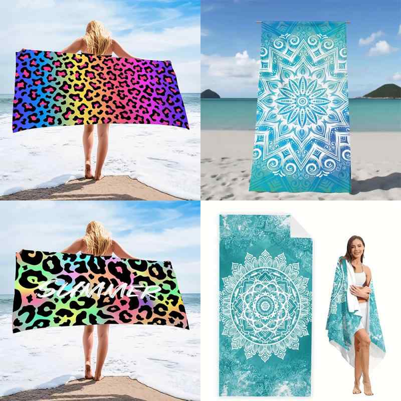 ビーチタオル マンダラ柄 おしゃれ マイクロファイバー 吸水速乾 大判 デジタルプリント サーフィン ス..