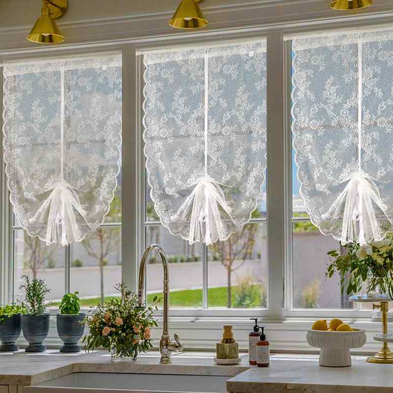 カフェカーテン レース フレンチスタイル キッチン コーヒーカウンター リビング ベランダ 小窓 ショー..