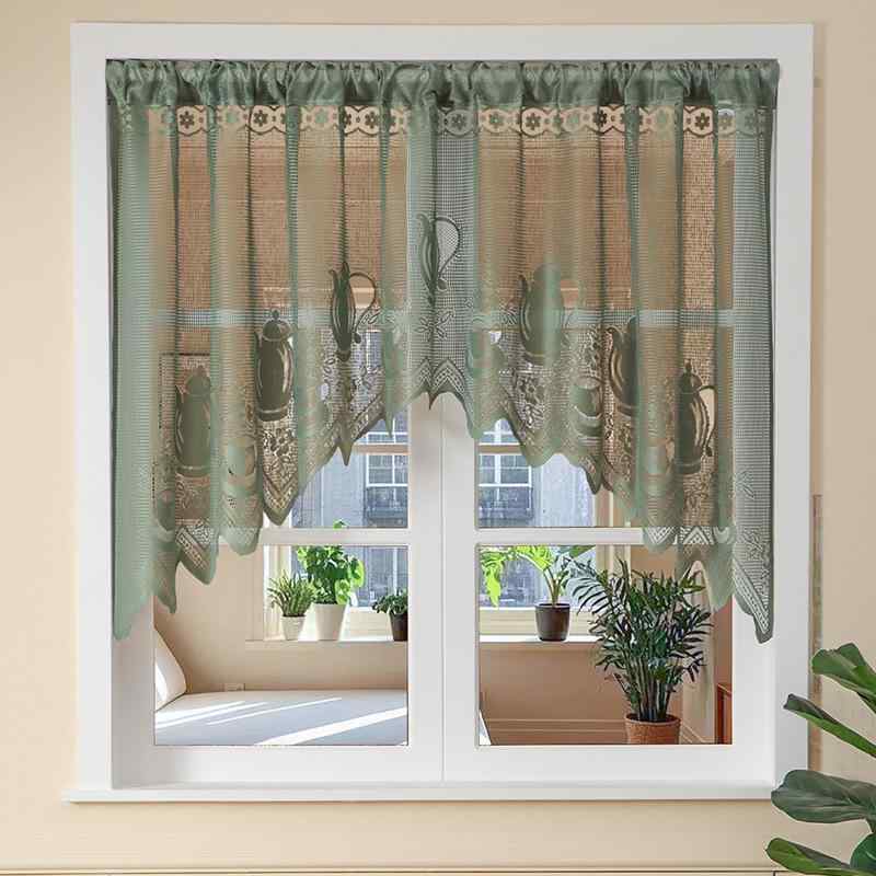 カフェカーテン 間仕切り レース フレンチ 透かし 寝室 リビング 目隠し 穴あけ不要 突っ張り棒対応 シ..