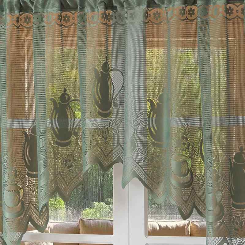 カフェカーテン レース フレンチスタイル ショート丈 ポリエステル 目隠し つっぱり棒式 穴あけ不要 キ..