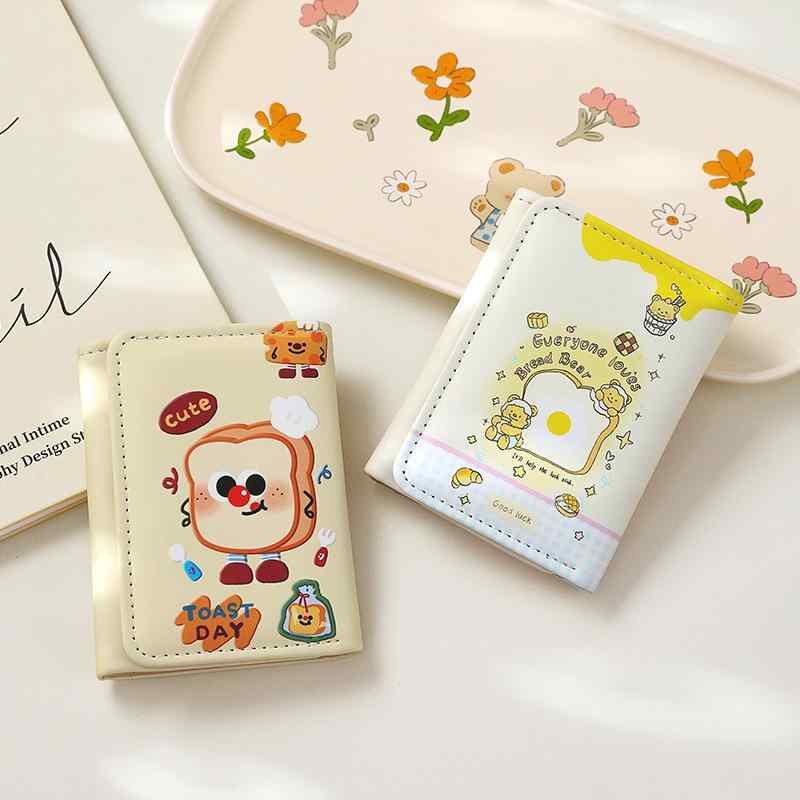 財布 レディース 三つ折り ミニ コンパクト 小銭入れ コインケース カードケース PUレザー アニメ柄 キャラクター柄 スウィート キュート ガーリー 普段使い
