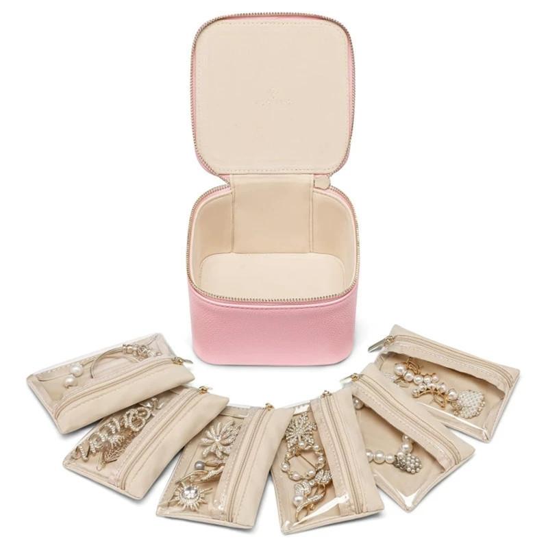 ジュエリーボックス アクセサリーケース レディース 女性用 レザー 高級感 ネックレス 指輪 リング ピアス イヤリング 宝石 普段使い 整理ボックス ピンク オフホワイト グリーン