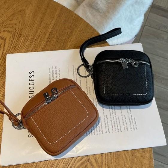 コインケース レディース 本革 牛革 レザー 小銭入れ クラッチバッグ リストレット ミニポーチ 日常使い 普段使い デイリーユース シンプル ステッチ 上質 薄型 多機能 ブラック グレー ワインレッド ブルー グリーン モーブ イエローブラウン