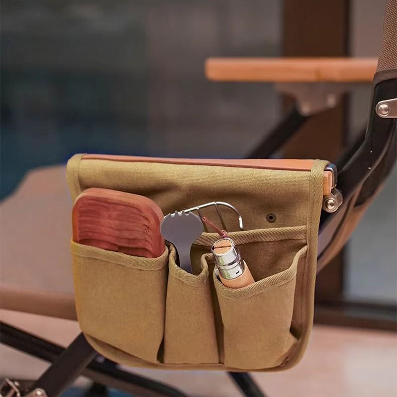 収納ポケット アウトドア キャンプ チェア用 アームレスト 肘掛け 吊り下げ式 小物入れ カーミットチェア 折りたたみ椅子 ビーチ レジャー スマホ 帆布 キャンバス生地 多機能