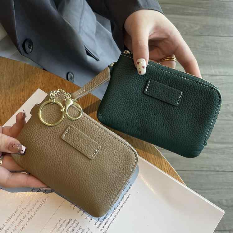 小銭入れ レディース 本革 牛革 極薄 コンパクト シンプル ファスナー コイン 鍵入れ ショート ミニ財布 デイリーユース 無地 春夏 トレンド 収納力
