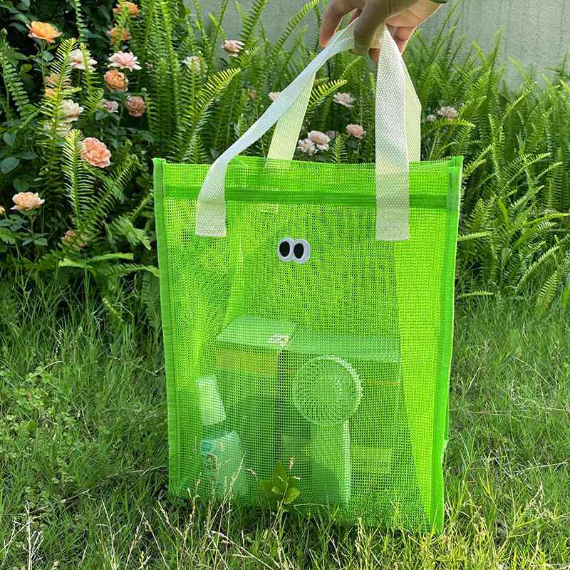 トートバッグ 春夏 かわいい アイモチーフ カジュアル トラベル レジャー ビーチ スイミング メッシュ ..