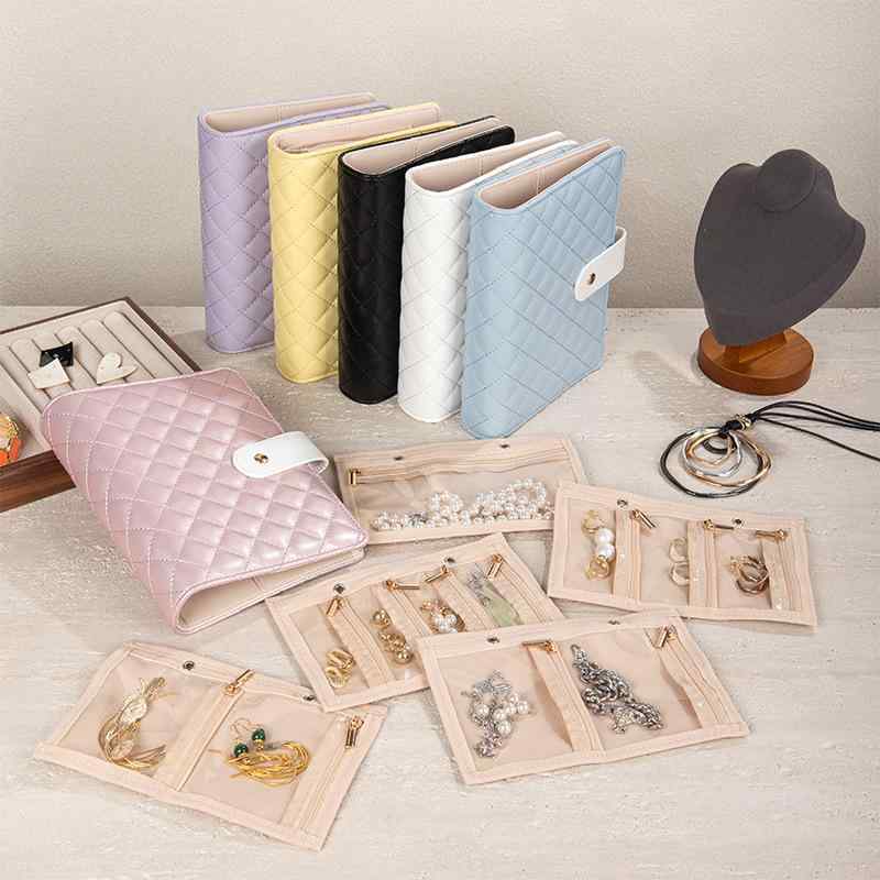 アクセサリーポーチ 旅行用 携帯用 ジュエリーケース 小物入れ 多機能 折りたたみ 収納 ブック型 手帳..