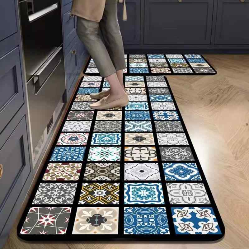 キッチンマット 珪藻土 滑り止め 防油 吸水 速乾 玄関 フロアマット リビング 浴室 汚れ防止 防水 拭ける 丸洗い 天然ゴム おしゃれ 花柄