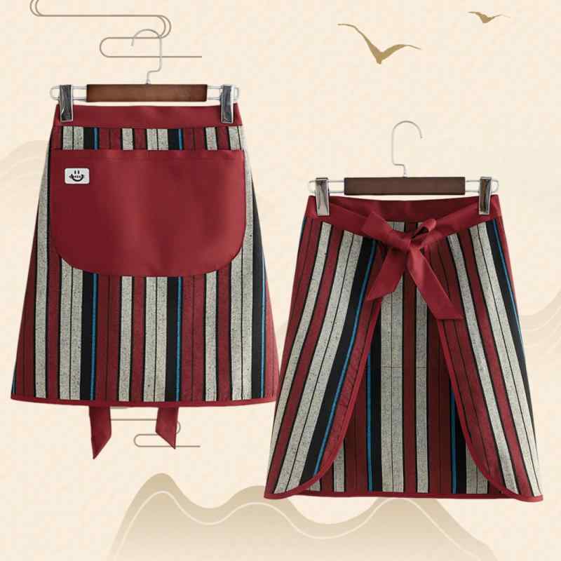 エプロン メンズ レディース 中国風 レトロ 民族風 ハーフ丈 腰巻き ショートエプロン コットン 綿混素..