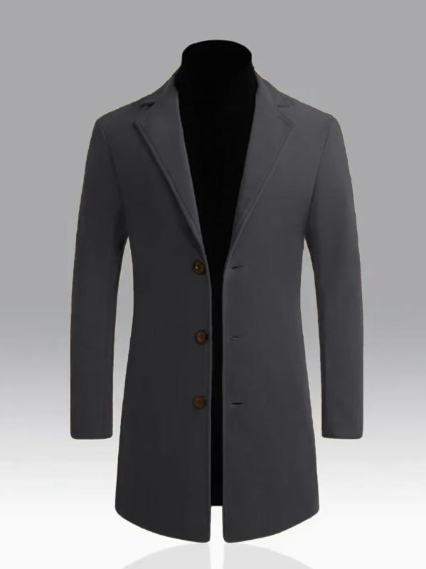 メンズ アウター トレンチコート スプリングコート ミドル丈 スリムフィット 春秋 通勤 ビジネス カジュアル ポリエステル 快適 スタイリッシュ 無地 ドレープ感