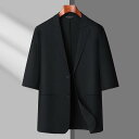 テーラードジャケット メンズ 大きいサイズ ゆったり 接触冷感 UVカット 半袖 七分袖 夏 リネン混 軽量 薄手 極薄 二つボタン シングルジャケット ノッチドラペル カジュアル ビジネス 普段使い アウター