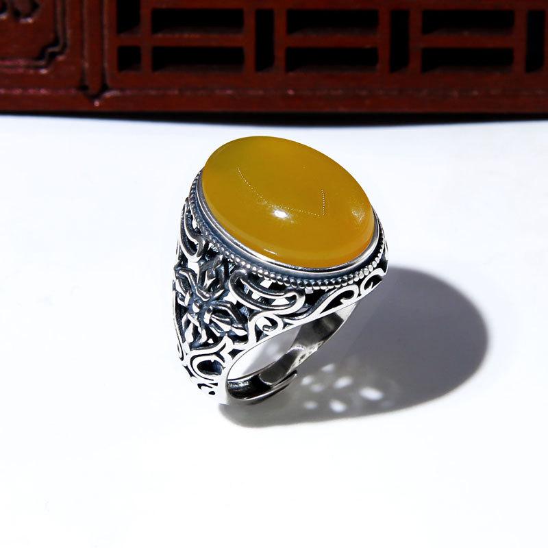 指輪 レディース 925シルバー オープンリング 空枠 天然石埋め込み用 アンティーク加工 サイズ調整可能 レトロ ヴィンテージ オーバル型 シルバーアクセサリー 石座(x2)(4)