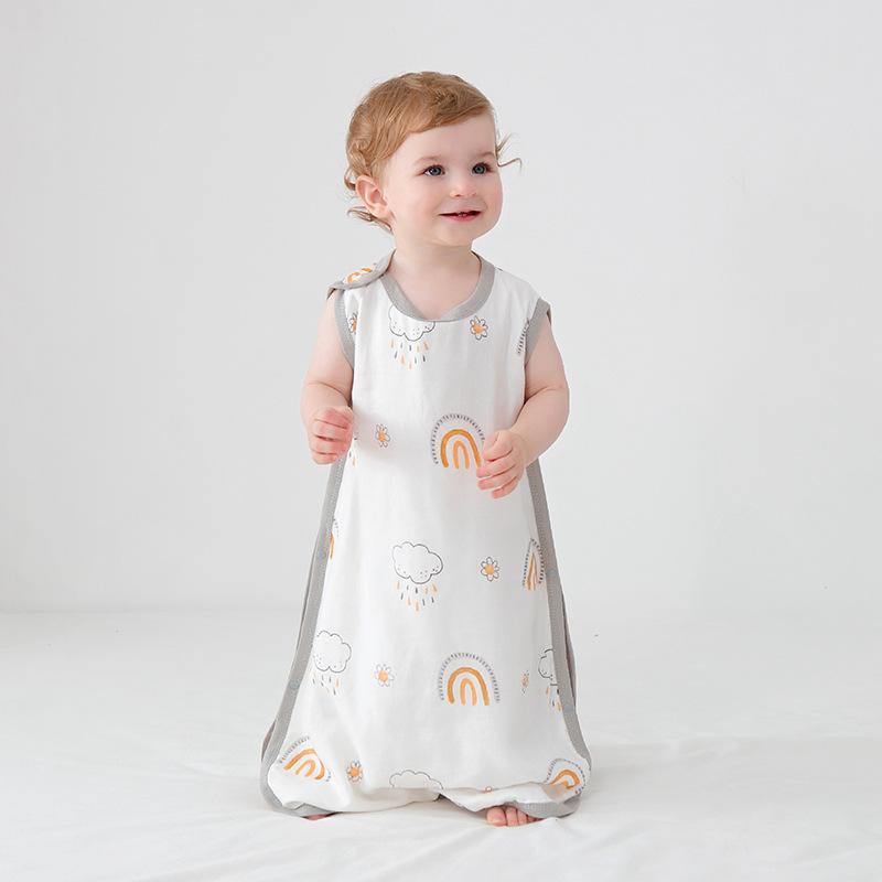 スリーパー ベビー 新生児 綿100% ガーゼ ノースリーブ ベスト 薄手 軽量 夏 快適 安眠 寝冷え防止 冷房対策 0歳 1歳 乳幼児(x2)