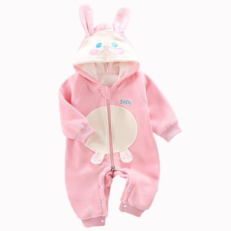 ・カテゴリ: ロンパース、カバーオール・対象年齢: 新生児(0～1歳、80cm以下)・袖丈: 長袖・厚さ: 普通・主な素材: ポリエステル100%・スタイル: カジュアル・タイプ: ロンパース・柄: 帽子付きウサギ、帽子付きひよこ・サイズ展開: 66cm、73cm、80cm、90cm