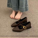 パンプス レディース フレンチスタイル 春夏 上品 エレガント レトロ クラシック ワンストラップ ポインテッドトゥ メリージェーン 太ヒール ミドルヒール P...