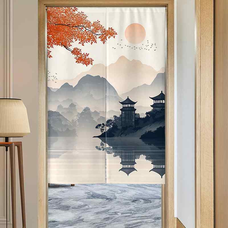 のれん 間仕切り 目隠しカーテン インスタ風 ファブリック 突っ張り棒 穴あけ不要 ポリエステル製 布製..