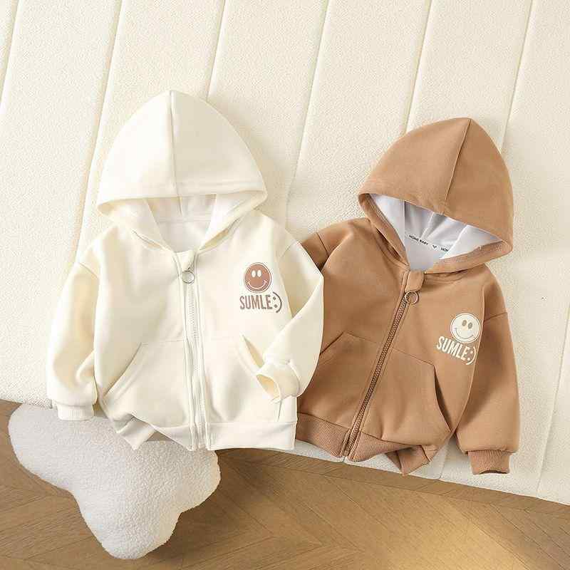 ジャケット キッズ 男の子 ベビー 春秋 長袖 フード付き ジップアップ スマイル かわいい 韓国風 コッ..