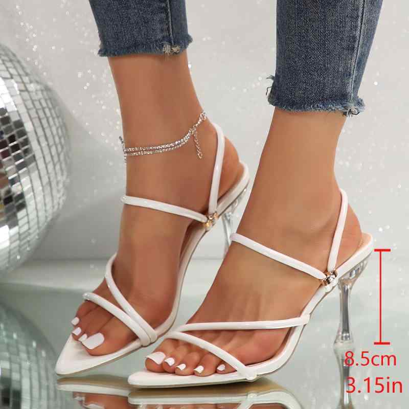 サンダル レディース 春夏 ポインテッドトゥ ハイヒール ワンストラップ ミュール スライド 大きいサイ..