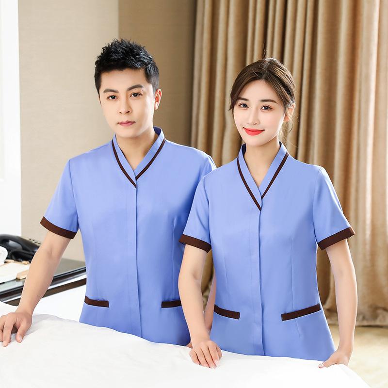 クリーニング服 ユニセックス 半袖 トップス 作業着 病院 介護施設 家事代行 サービス業 スタッフ 吸湿..