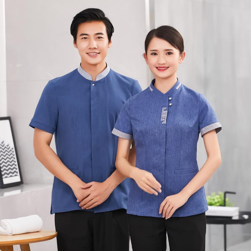 作業服 男女兼用 半袖 春夏 サービス業 ホテル 旅館 清掃 施設管理 ハウスキーパー ユニフォーム トッ..