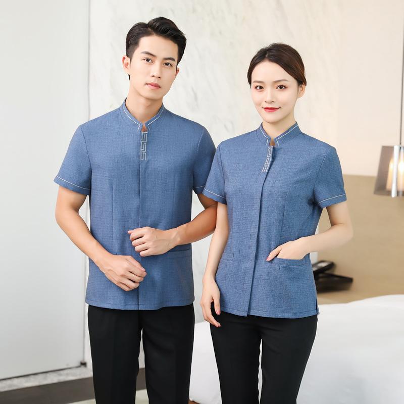 作業服 男女兼用 春夏 半袖 セットアップ 吸汗速乾 大きいサイズ ゆったり 綿混紡 ポリエステル ホテル..