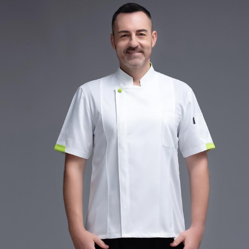 コックコート メンズ 半袖 春夏 ホテル レストラン 飲食店 厨房 調理服 シェフ コック 吸湿速乾 通気性 綿ポリ混紡 業務用 白 黒 紺 制服 ユニフォーム...