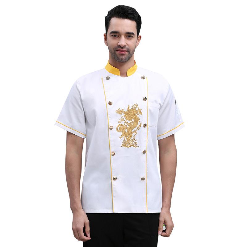 コックコート 男女兼用 半袖 長袖 料理人 シェフ パティシエ パン職人 飲食店 厨房 ベーカリー ケーキ店 作業着 制服 ユニフォーム 吸湿速乾 綿混 白 黒