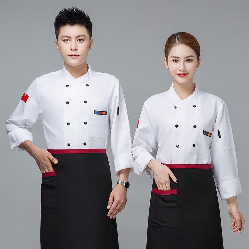 コックコート メンズ 料理人 ホテル レストラン 厨房 飲食店 ユニフォーム 作業着 長袖 半袖 吸湿速乾 通気性 綿 ポリエステル 麻混紡 春夏