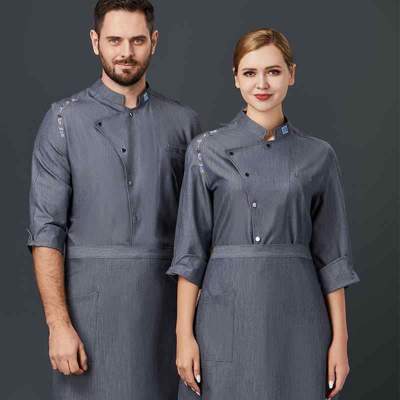 コックコート 調理服 メンズ 男性用 長袖 秋冬春 ホテル レストラン 飲食店 厨房 ベーカリー 吸湿速乾 綿混 ポリエステル 白 黒 青 グレー 業務用 制服...