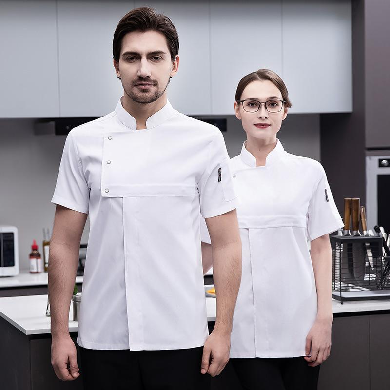 調理服 コックコート ユニセックス 男女兼用 春夏 半袖 飲食店 厨房 ホテル レストラン 洋食 シェフ服 制服 作業服 業務用 通気性 吸湿速乾 綿混紡 快適...