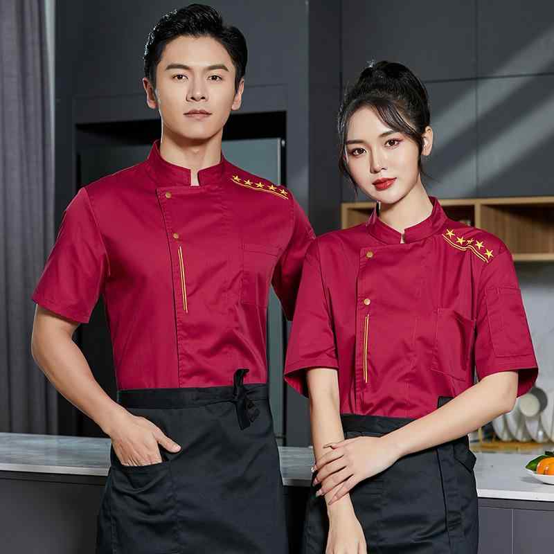 コックコート メンズ 男性用 半袖 薄手 通気性 吸湿速乾 綿混 ホテル 厨房 飲食店 レストラン 料理 調理服 作業着 夏用