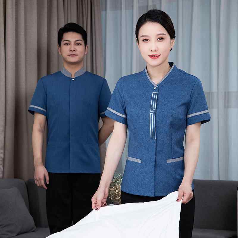 作業着 メンズ レディース 男女兼用 半袖 夏用 ホテル 清掃 客室清掃 施設管理 ユニフォーム 制服 ワークウェア 業務用 吸湿速乾 ポリ..