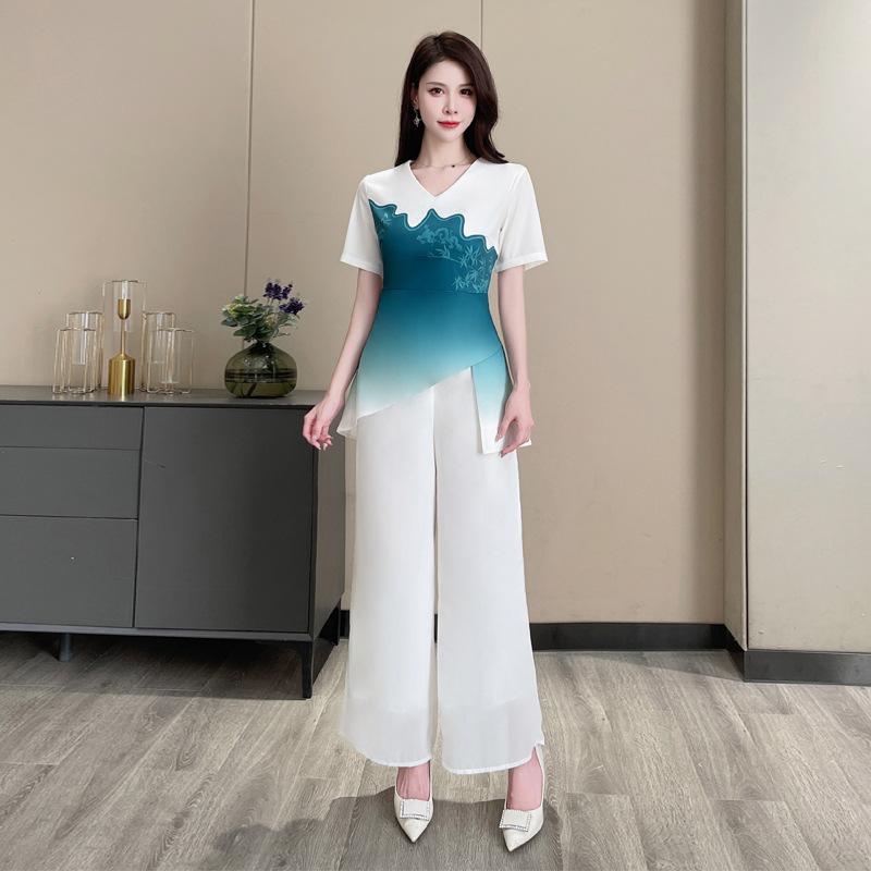 ユニフォーム 女性用 エステ 整体 フットケア 美容院 スパ リラクゼーション セラピスト ロングパンツ セットアップ 三分袖 ポリエステル 緑 春夏 作業着