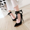 パンプス レディース セクシー 細ヒール アンクルストラップ ポインテッドトゥ エレガント 美脚 通勤 オフィス パーティー 結婚式 スエード調 フェイクレザー...