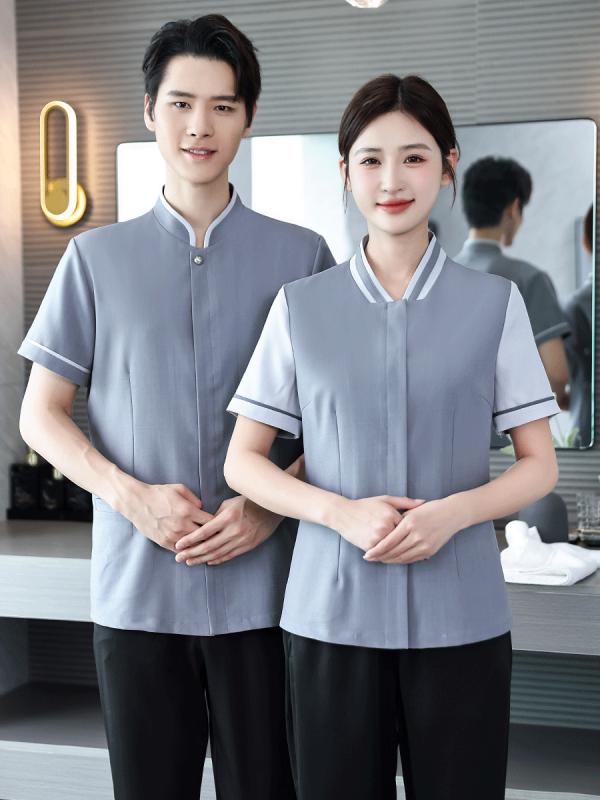 清掃服 男女兼用 半袖 ホテル 商業施設 施設管理 客室清掃 家事代行 作業用 ユニフォーム トップス 吸..