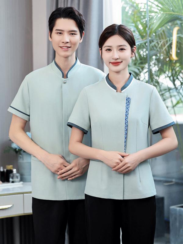 清掃服 男女兼用 ホテル客室スタッフ 施設管理 商業施設 病院 ビルメンテナンス 作業着 半袖 春夏 吸湿..