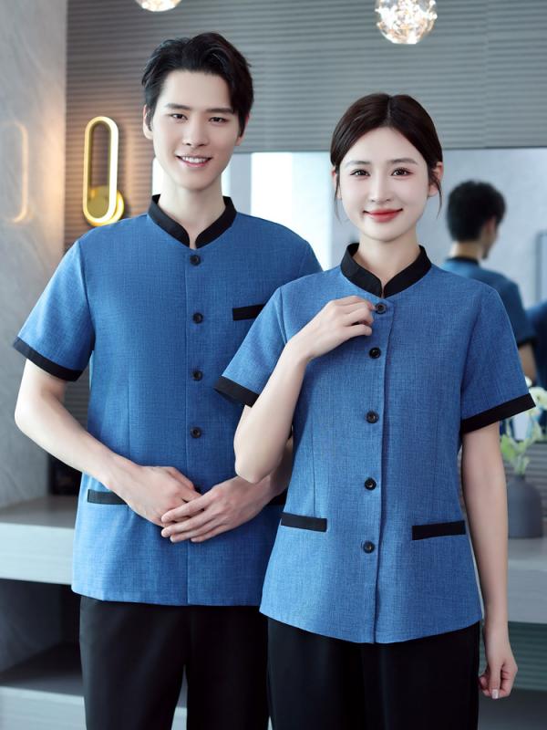 清掃服 男女兼用 ユニセックス 作業服 制服 半袖 ポロシャツ 襟付き 吸湿速乾 スリムフィット ポリエス..