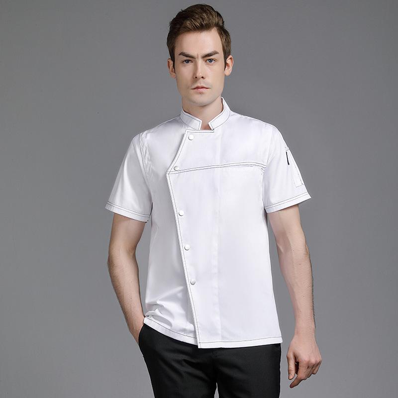 コックコート 男女兼用 半袖 吸汗速乾 通気性 快適 綿混素材 飲食店 厨房 調理服 作業着 ケーキ屋 カフェ ベーカリー ホテル 春夏