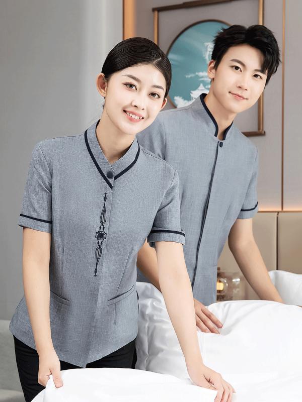 作業服 男女兼用 半袖 ホテル清掃 施設管理 家事代行 サービス業 ユニフォーム 吸湿速乾 接触冷感 ポリ..