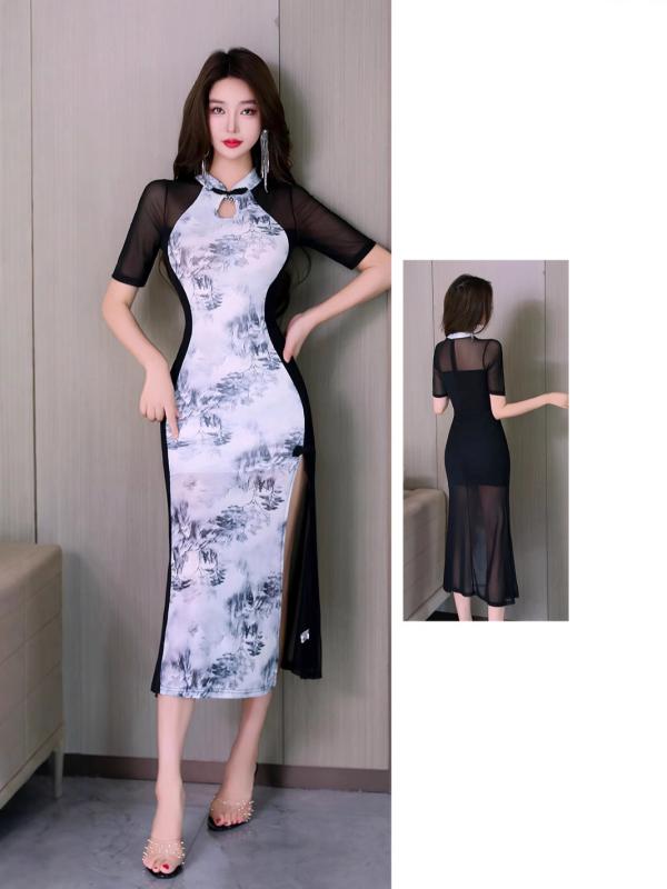 チャイナドレス セクシー 改良型 スリット入り イブニング パーティ ナイト キャバ ホステス ラウンジ ..