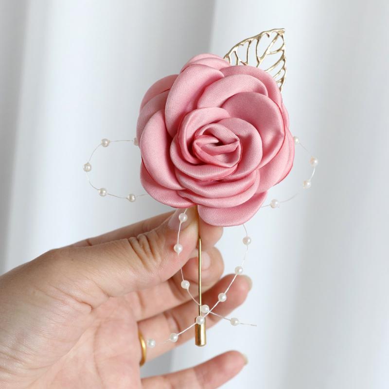 コサージュ 結婚式 新郎新婦 ゲスト 披露宴 サテンフリルローズ ブローチ 入学式 卒業式 フォーマル パーティー 上品 ビジネス スーツ 発表会 エレガント(x2)