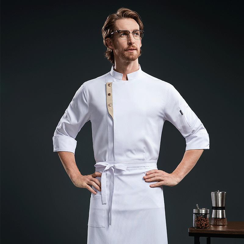 コックコート 男性用 秋冬用 飲食店 レストラン ホテル 調理場 ベーカリー キッチン ユニフォーム 長袖 吸湿速乾 ポリエステル 綿 混紡 シェフコート 調理...