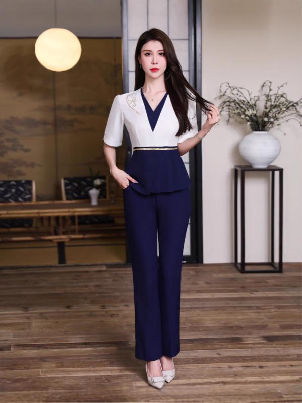 ユニフォーム エステティシャン 美容師 フットケア セラピスト 施術着 作業服 制服 セットアップ 上下..