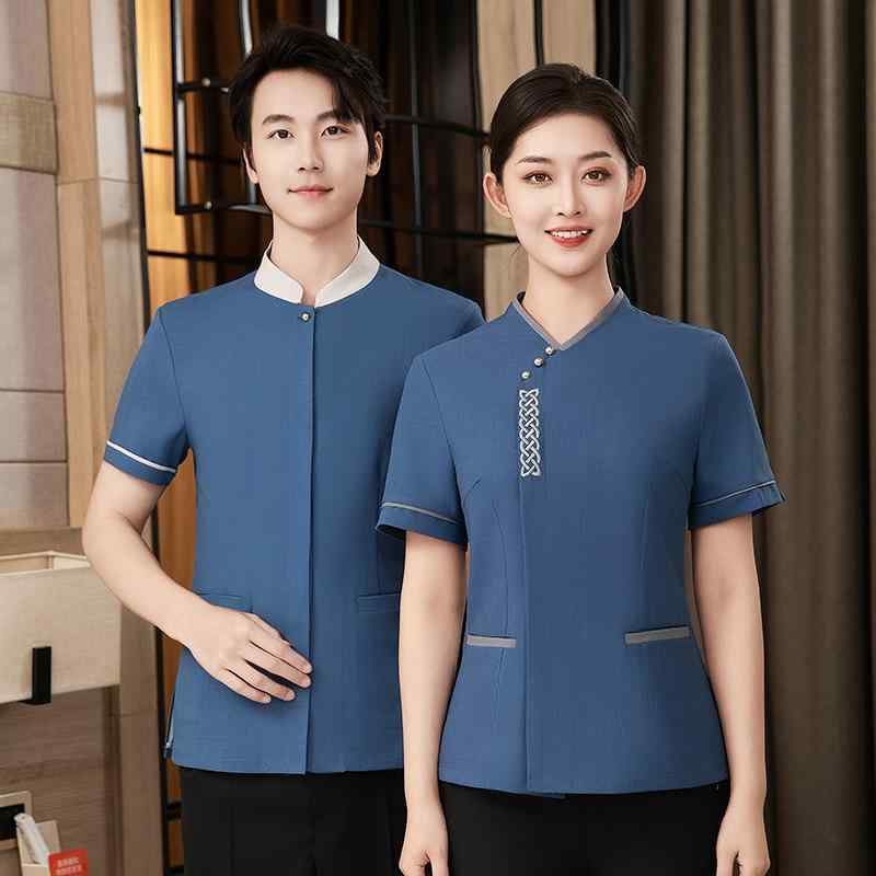 清掃作業服 男女兼用 半袖 春夏 ホテル 旅館 客室係 接客スタッフ ハウスキーパー 掃除 清掃員 家事代..