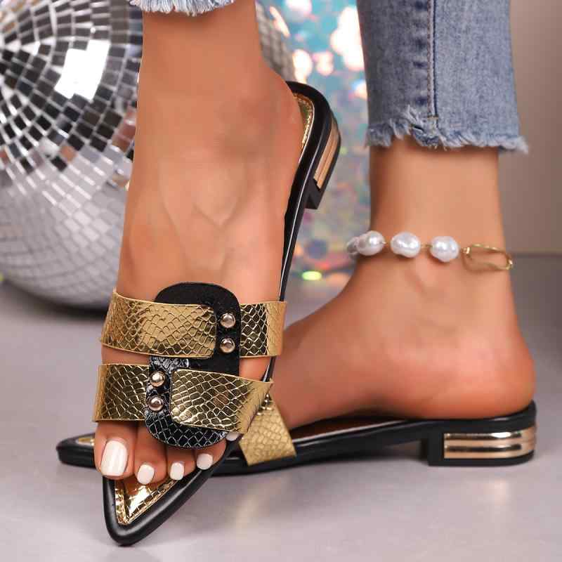 サンダル レディース ゴールド PUレザー フラット ぺたんこ ワンストラップ ビーチサンダル 欧米スタイル カジュアル 外履き リゾート 大きいサイズ 軽量 春夏