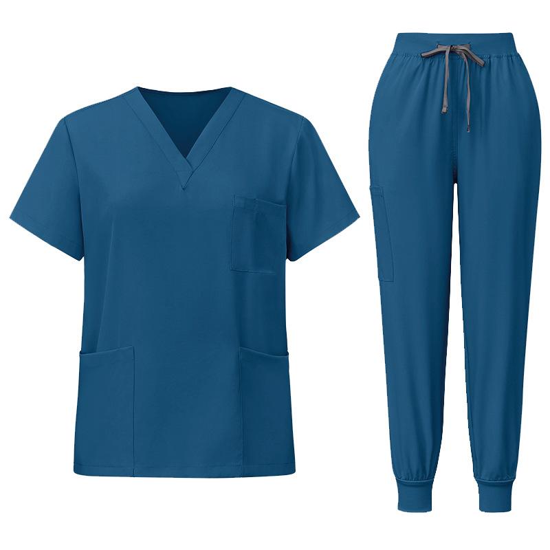 スクラブ 男女兼用 ドクター 医師 ナース 看護師 医療用 病院 制服 作業着 半袖 Vネック 上下セット ツーピース 長ズボン 静電気防止 制電 ポリエステル素材 通年 オールシーズン ピンク ホワイト グレー ネイビー ブラック 豊富なカラー展開