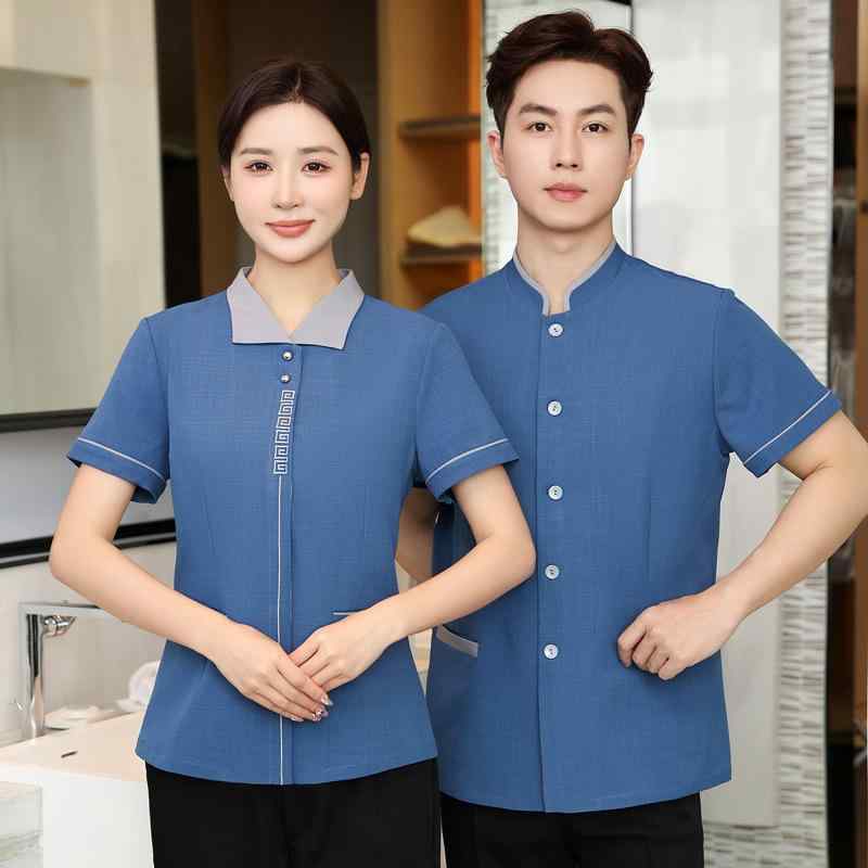 作業服 レディース 半袖 春夏用 ホテル 病院 商業施設 家事代行 清掃業 ビル管理 クリーンスタッフ ユ..